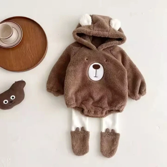 Bear Design Long-sleeve Baby Jumpsuit