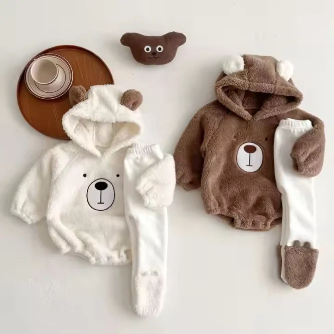 Bear Design Long-sleeve Baby Jumpsuit